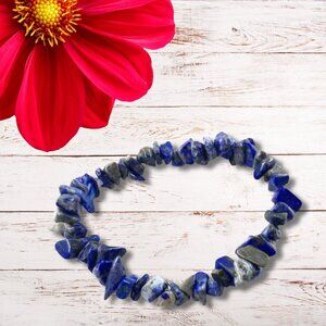 Natural Stone Healing Pure Blue Lapis Lazuli Beads Stretch Bracelet Fine Jewelry